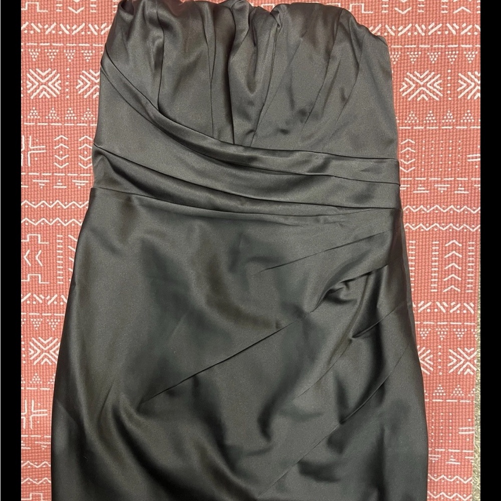 Express Little Black Strapless Satin Cocktail Dress With Removable Straps